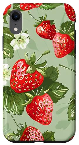 iPhone XR Strawberry on Sage Green Case