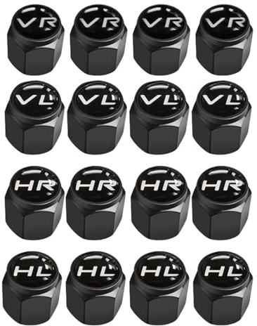 Thoquene 16 Stück Auto Ventilkappen, Black Look Autoventil Kappe mit Kennzeichnung