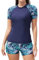 SHEKINI 2-Piece Rash Guard Swimsuits for Women UPF 50+ Shirt with Built in Bra Board Shorts Short Sleeve Swimming Costumes Modest Swimwear Surf Suit