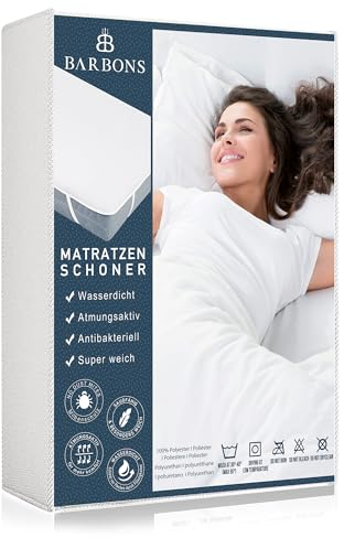 BARBONS Matratzenschoner 180x200 cm - Oeko-TEX Zertifiziert wasserdichte Matratzenauflage Inkontinenzunterlage waschbar Nässeschutz Matratzenbezug Atmungsaktiv - Polyester 180x200cm
