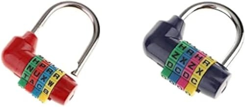 RuanHongYi Lot de 2 cadenas à combinaison, 4 lettres codées, petit cadenas de sécurité, pour bagages, casier, armoire