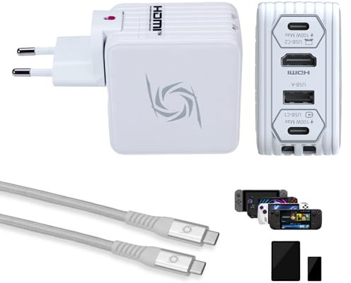 AVerMedia GC313Pro Elite GO – Capturadora 1080p60 y hub USB-C 100W con HDMI 4K60, Dock para Switch, Steam Deck, PS Portal, TV portátil, Mac, iPad, iPhone, Win, Ideal para Viajar