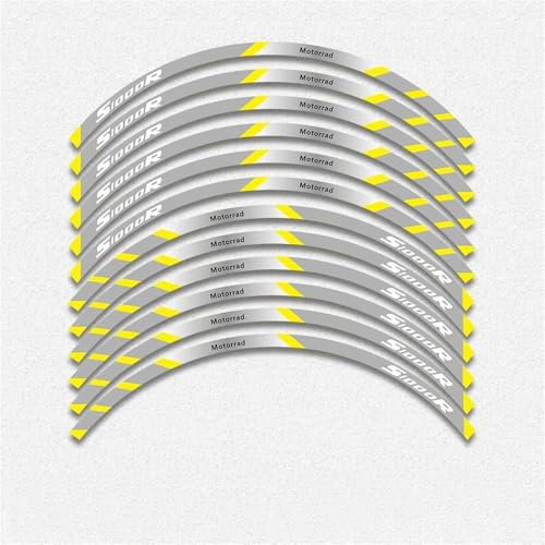 VQLDPX Motorrad Rad Aufkleber Motorrad-Felgenaufkleber Für S1000 R S1000R S 1000 R, 12 Stück, Reflektierende Felgenaufkleber, Streifenband Reflektierende(Farbe7)