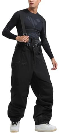 Generisch Herren Snowboard Hose Männer Baggy Ski Pants Skihose Wasserdicht Black L