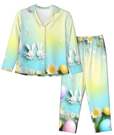 CHUNMINW Damen-Pyjama-Set für Damen, langärmelig, Loungewear, Nachtwäsche mit Taschen, 2-teilig, Schwarz, XXL/3XL