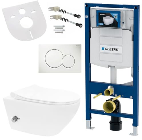 Spülrandloses Wand Hänge WC Set Taharet Toilette Randlos kompatibel mit Geberit Vorwandelement