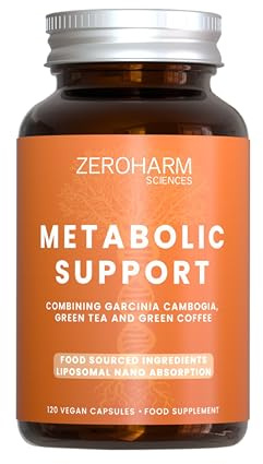 ZEROHARM Soutien métabolique – Mélange de plantes à base de garcinia, de café vert et de vinaigre de cidre – Soutien du poids et de l'énergie – Absorption liposomale – 120 comprimés (1 paquet)