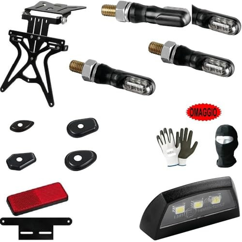 KOMPATIBEL MIT BETA Motor RR 125 Enduro LC KENNZEICHENHALTER-KIT, EINSTELLBAR IN HÖHE, BREITE, Neigung FÜR MOTORRÄDER+4 Blinker+KENNZEICHENBELEUCHTUNG+Reflektor+UNTERSTÜTZUNG