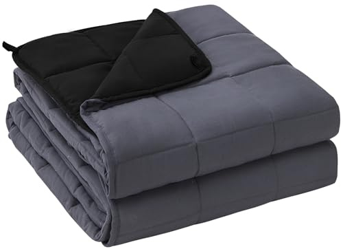 yescool Weighted Blanket for Adults (25 lbs, 60 x 80, Grey& Black) Cooling Heavy Blanket for Sleeping Perfect for 240-260 lbs, Queen Size Breathable Blanket with Premium Glass Bead, Machine Washable