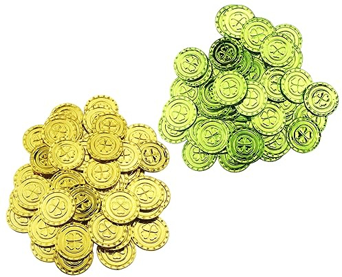 Toyvian 200stücke Kleeblatt Münzen Goldene Und Grüne St Patrick's Day Party Deko Falsche Münzen Für Feiern Geschenke Festliche Atmosphäre