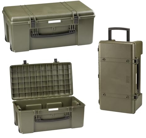 ZStyle Softair Airsoft Gepäckkoffer Trolley, schwarz, mit Rädern für Boote Downhill Motocross Radfahren, grün, Hartschalenkoffer mit Teleskopgriff, Rollen und Löchern für Vorhängeschlösser.