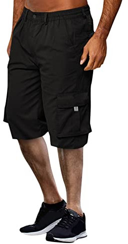 Cargo Shorts Herren - Kurze Hosen Herren Sommer Bermuda Arbeitsshorts MäNner Elastische Taille Sporthose Outdoor Freizeithose mit Taschen Schlafshorts Kampfshorts mit Mehreren Taschen