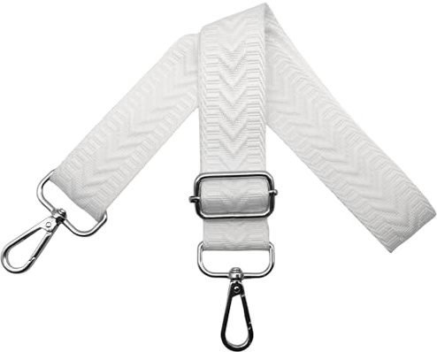 Taschengurte zum Wechseln Verstellbarer Schultergurt für Taschen, Breit 3.8 cm Schulterriemen mit Silber Karabiner Gurt für Damen Handtasche, Crossbody, Weiß, U9