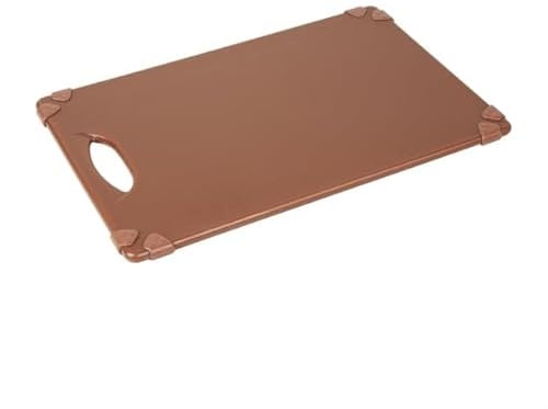 Hygiplas Commercial Grip Chopping Board, Brown - 458x306x12mm | Non-slip rubber corners stop sliding on wet prep tables, while the non-porous surface protects knives and resists stains.