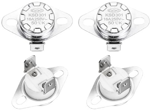 sourcing map KSD301 Thermostat 50℃/122°F 16A Normally Open N.O Temperature Switch for Microwaves,Oven,Coffee Maker 4 Pcs,Ceramic Material