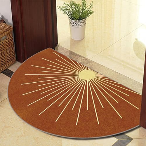 ChangTsing Halbrunder Teppich FußMatte 40cm x 60cm Polyester Böhmischer Europäischer Stil Halbrunde Form Halbkreis Einfachheit rutschfeste Fußmatte