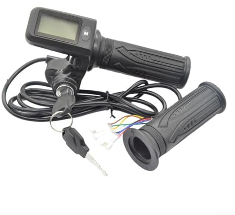 GLOBALHUT Bicicletta elettrica LCD per display digitale, 7 pin Hall Throttle Control Grip con tensione di velocità per batteria Monitor Manubrio Controller compatibile