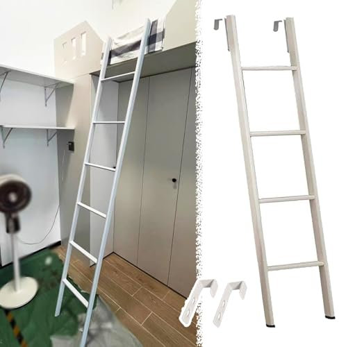 Scaletta Letto a Castello Metallo Camper RV Scaletta Letto a Castello Universale, Mansarda Dormitorio Casa Scala a Castello per Letto Gemello con Ganci, Scalette di Risalita Sostituibili Bianche, 120