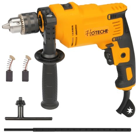 Hoteche 810W 13MM Impulsbohrmaschine | Kupferdrahtmotor, Leerlauf-Drehzahl 0-2800rpm, Mit Original-Kohlebürsten-Satz, In Farbschachtel