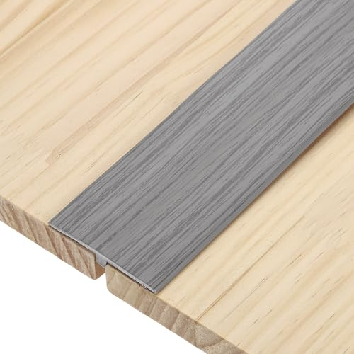 sourcing map T-Molding Transition Strips, 2M x 5cm (L x W) PVC Floor Flat Divider Strip Self Adhesive Vinyl Flooring Edging Trim for Joining Floor Gaps Doorways, Gray Wood Grain