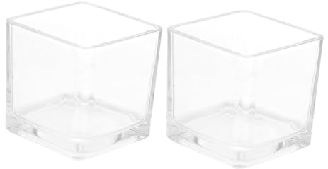 BESPORTBLE 2 pièces Bougeoirs Verre Carré Transparente Lot de Grandes Tasses à Bougie pour Décoration Maison Mariage Banquet et Ambiance Festive