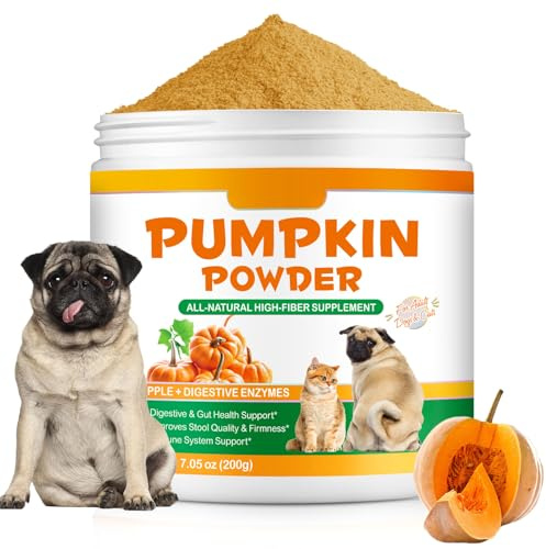 Pumpkin for Dogs and Cats, Powder Pumpkin Puree Dog Food Toppers | Helps with Digestion, Nutrient Absorption, Diarrhea, Constipation & Upset Stomach, 200g