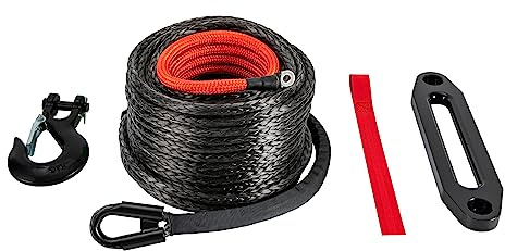 C-Juzarl Abschleppgurte und -seile, Windenseil mit Haken, 3/8 Zoll x 100 Fuß, 10,8 Tonnen (23,809 Pfund), Synthetisches Seilwinde für ATV UTV SUV LKW Offroad