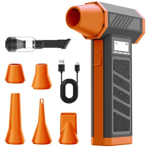 Unipampa Soplador de Aire y Aspirador 2 en 1, Aire Comprimido Limpieza PC | 130000 U/min, Soplador de Polvo Eléctrico 4 Velocidades, 5000 mAh Air Duster Con Luz LED para Ordenador, Coche, Oficina,Sofá