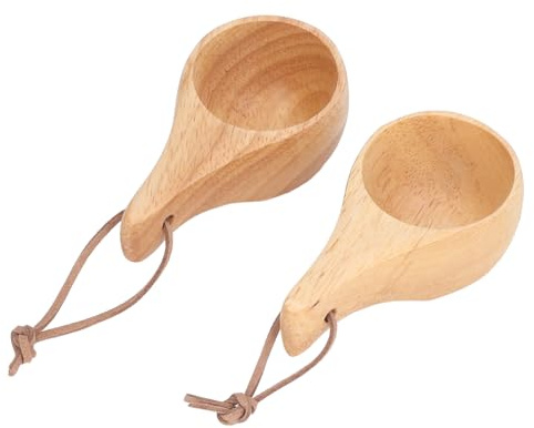 Fdit Tasse de Camping en Bois 2 Pièces Mini Tasses pour Boire du thé et du café Idéale pour la Randonnée et les Pique-niques 25ML