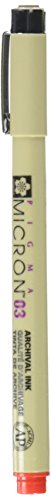 SAKURA Pigma Micron 03 Fineliner - Wasserfester Permanentrot-Stift - 0,35 mm Rot