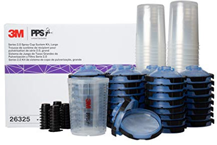 3M PPS 2.0 - Kit de Taza de Pistola pulverizadora, Tapas y revestimientos, 26325, Grande, 28 onzas, Filtro de 125 micras, Uso para automóviles, Muebles, casa y más, 1 Taza de Pintura, 50 Tapas y