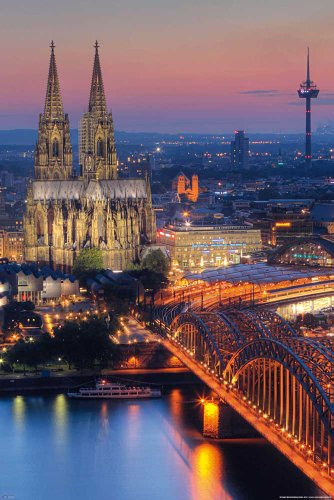 empireposter Deutsche Städte - Poster - Kölner Dom - Nacht + Ü-Poster