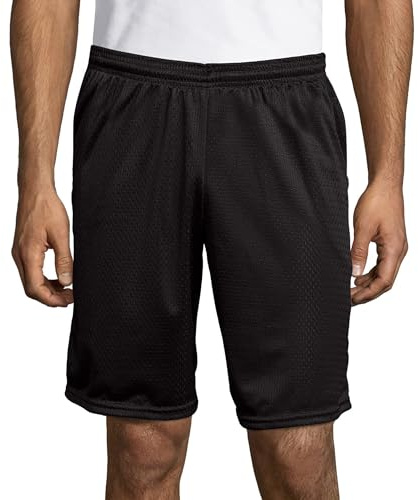 Hanes Sport Men's Mesh Pocket Short,Ebony, Large