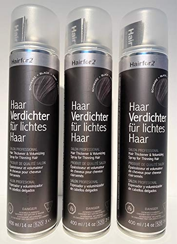 Vorratsangebot! 3 Jumbo-Dosen Hairfor2 Haarverdichtungsspray 400ml (Schwarz)