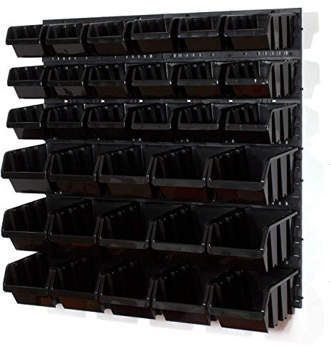 Prosperplast 41 tlg Wandregal Box Lagerregal Stapelbar Gr.3,4 schwarz Regal Platte