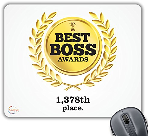 CP096 Best Boss Awards 1378th Place Novelty Gift Printed PC Laptop Computer Mouse Mat Pad