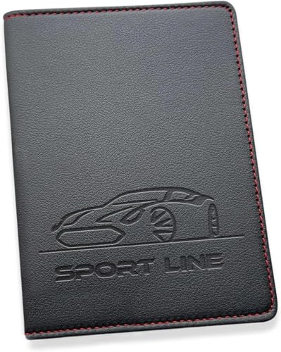 Sport Line Étui Carte Grise et Porte Papiers Voiture ✯ Fabrication Française ✯ Pochette avec Protection PVC Offerte - Permis, Assurance, Documents Auto - 4 Emplacements Cartes
