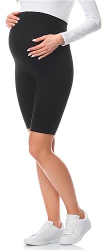 Be Mammy Leggings Courts de maternité Confortables en Coton Pantalons de maternité pour l'été Legging Court Grossesse Maternité BE20-228 (Noir M)