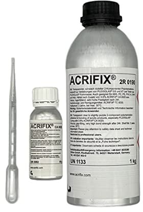 ACRIFIX® Set aus 2R0190 Acrylglas-Kleber & CA0020 Katalysator Härter PMMA 2-K Reaktions-Klebstoff farblos 2R 0190 & CA 0020 Kunststoffkleber Polycarbonat