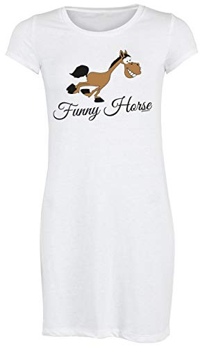 Comic Pferd Motiv - Pferde Sprüche Damen Longshirt/Nachtshirt : Funny Horse - Nachthemd Pferd - Motiv Schlafshirt Reitsport