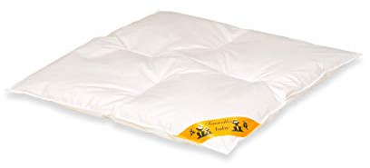 Traumschloss Baby Mono Daunenbettdecke Karo Step | kuschlig weiches Karo-Steppbett | Bezug aus feiner Mako-Einschütte (100% Baumwolle) | höchster Schlafkomfort | Weiß | 80 x 80 cm