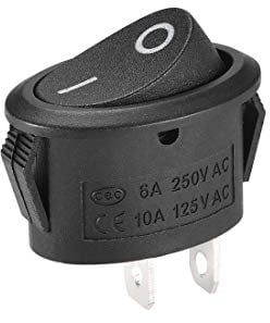 sourcing map Interruptor Basculante para Barco SPST, Interruptor de Palanca Ovalado para Barco Marino, 2 Pines ON/OFF AC250V/6A 125V/10A, 1 Unidad