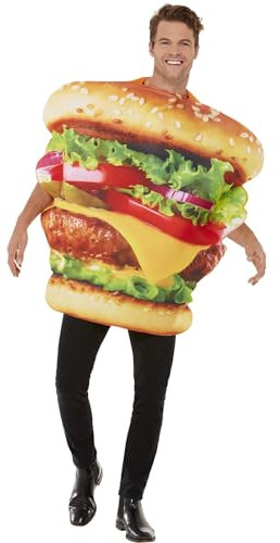 Smiffys Burger Costume, Multi All In One, Funny Fancy Dress, Food/Drink Dress Up Costumes
