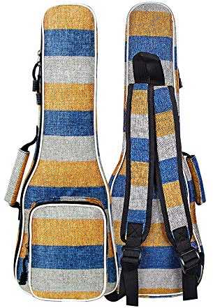 Glenmi Tricolor Stripes Ukulelentasche Ukulele Case Bag für Sopran Konzert Tenor Ukulele 21 '' 23 '' 26 '', 0,5 Zoll dick gepolstert (Sopran)