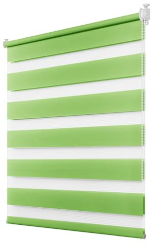 Deswell Doppelrollo Klemmfix ohne Bohren Grün B80 x H130 cm (Stoffbreite 76cm) Rollos für Fenster ohne Bohren für Fenster mit Lichtdurchlässig & Verdunkelnd/Höhe Stufenlos Verstellbar