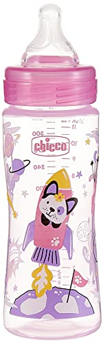 Chicco Biberon Bien-Être Tétine Silicone Flux Rapide Rose 4+ Mois 330 ml 1 Unité