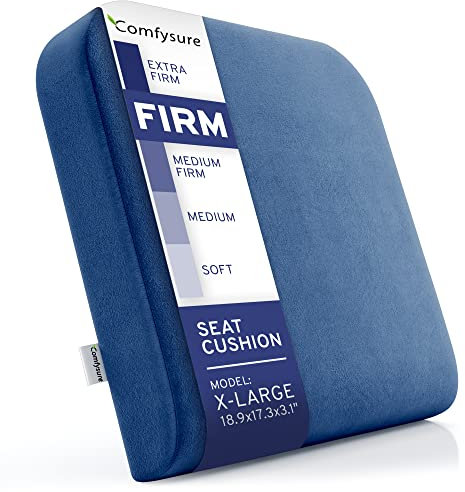 COMFYSURE Extra großes, festes Sitzkissen für bariatrische Übergewichts-Benutzer – festes Memory-Schaum-Stützkissen für Rollstuhl, Büro und Auto, 48,3 x 45,7 x 7,6 cm, Marineblau