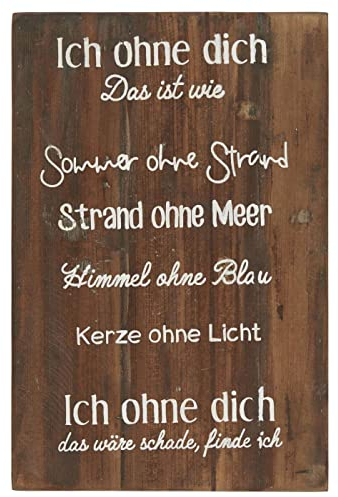 IB Laursen Schild ICH OHNE Dich Holzschild 30x45 cm Deko Schild Holz
