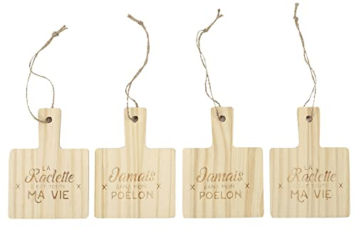 COOK CONCEPT KU6536 Repose Poelon A Raclette en Bois X4 Cuisine Cuisson Specifique Plaque Rechaud Plancha Barbecue, Pin