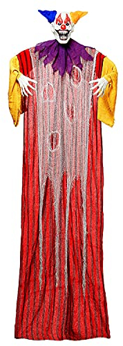 W WIDMANN MILANO Party Fashion 10048 - Horror-Clown mit pulsierend, blinkenden farbwechselnden LED-Augen, 232 cm, Dekoration, Hängedekoration, Gespenst, Geist, gruselig, Halloween, Mottoparty